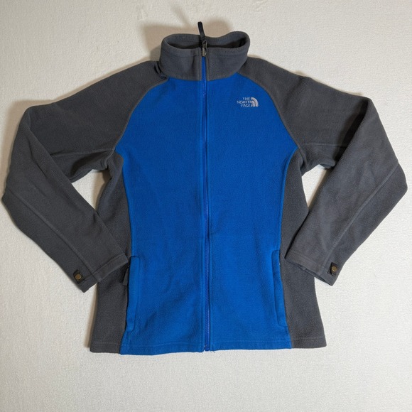 The North Face Fleece Jacket Boys XL (18/20) Full Zip Blue Gray Comfort Casual - Picture 1 of 6